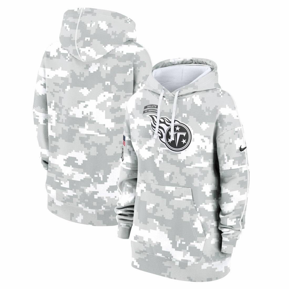 Tennessee Titans Nike Women's 2024 Salute To Service Club Fleece Oversized Pullover Hoodie