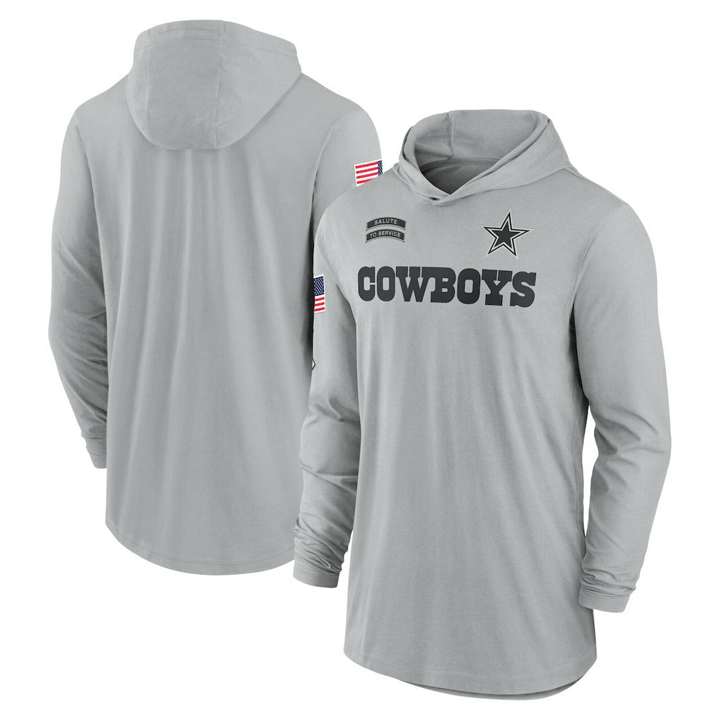 Dallas Cowboys Nike 2024 Salute to Service Lightweight Dri-FIT Long Sleeve Hoodie T-Shirt