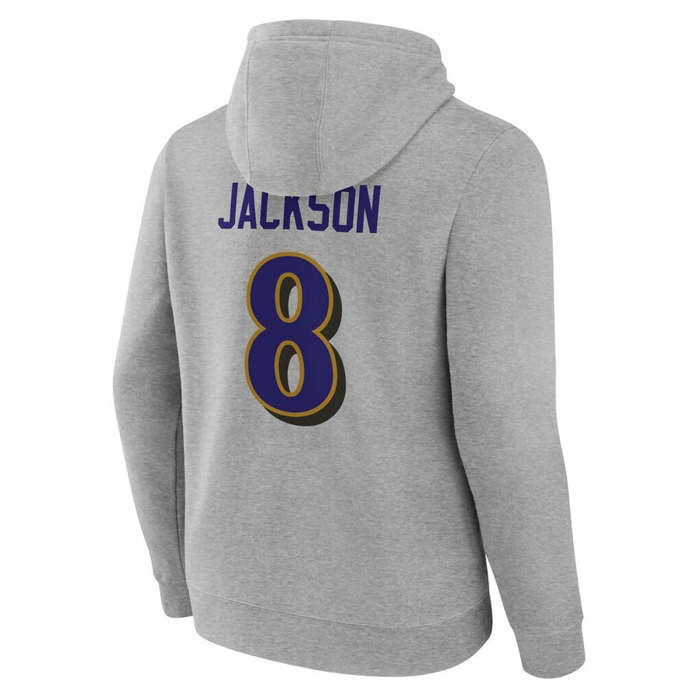 Baltimore Ravens  Lamar Jackson  Icon Player Name & Number Pullover Hoodie
