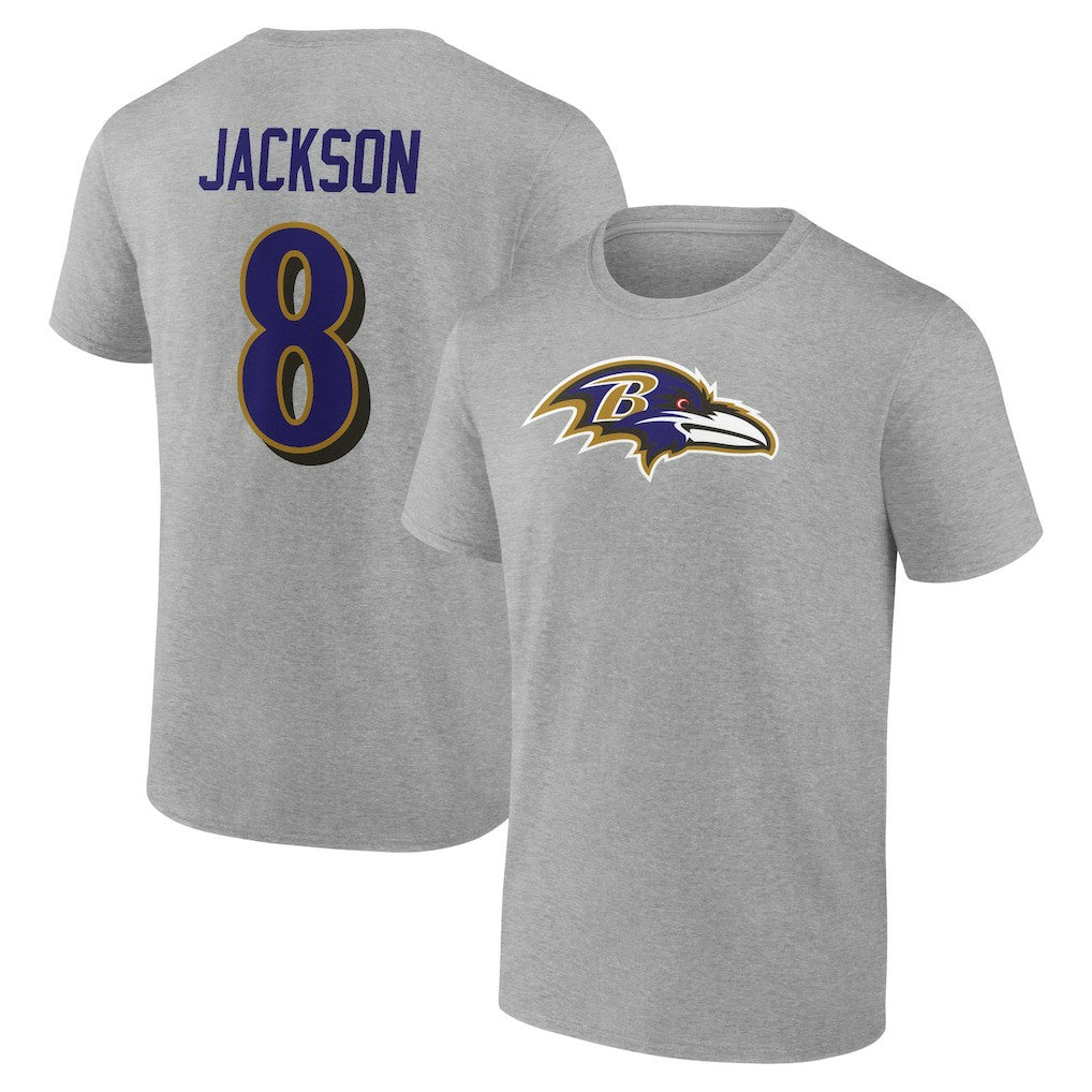 Baltimore Ravens  Lamar Jackson  Icon Player Name & Number T-Shirt