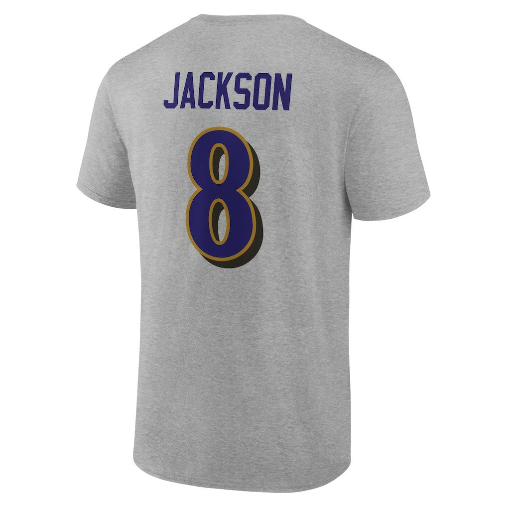 Baltimore Ravens  Lamar Jackson  Icon Player Name & Number T-Shirt