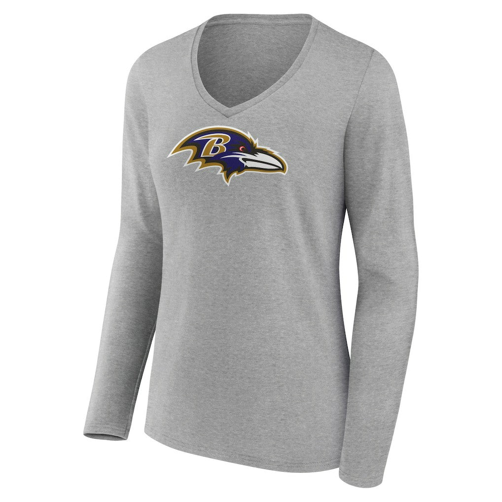 Baltimore Ravens  Lamar Jackson  Women's Icon Player Name & Number Long Sleeve V-Neck T-Shirt