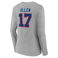 Buffalo Bills  Josh Allen  Women's Icon Player Name & Number Long Sleeve V-Neck T-Shirt