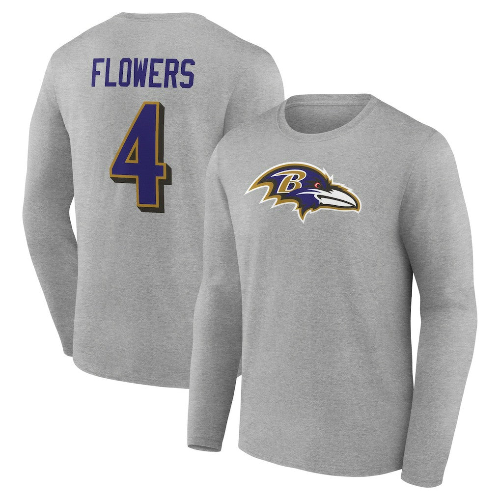 Baltimore Ravens  Zay Flowers  Icon Player Name & Number Long Sleeve T-Shirt