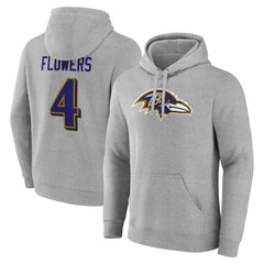 Baltimore Ravens  Zay Flowers  Icon Player Name & Number Pullover Hoodie