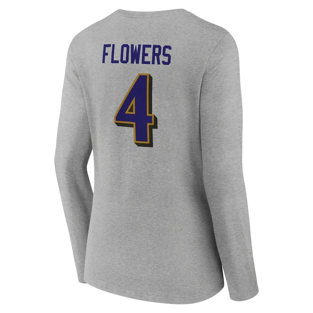Baltimore Ravens  Zay Flowers  Women's Icon Player Name & Number Long Sleeve V-Neck T-Shirt
