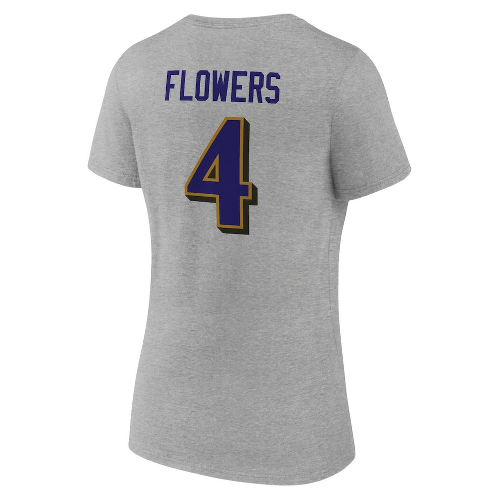 Baltimore Ravens  Zay Flowers  Women's Icon Player Name & Number V-Neck T-Shirt