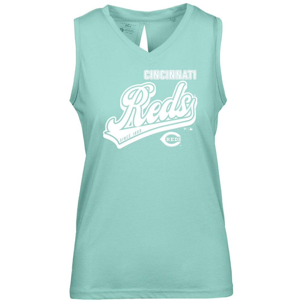 Cincinnati Reds Levelwear Women's  Paisley Sweep V-Neck Tank Top | MLB On Sale