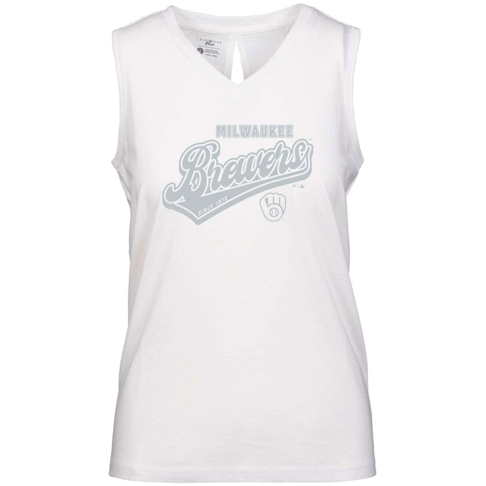 Milwaukee Brewers Levelwear Women's  Paisley Sweep V-Neck Tank Top | MLB Shop