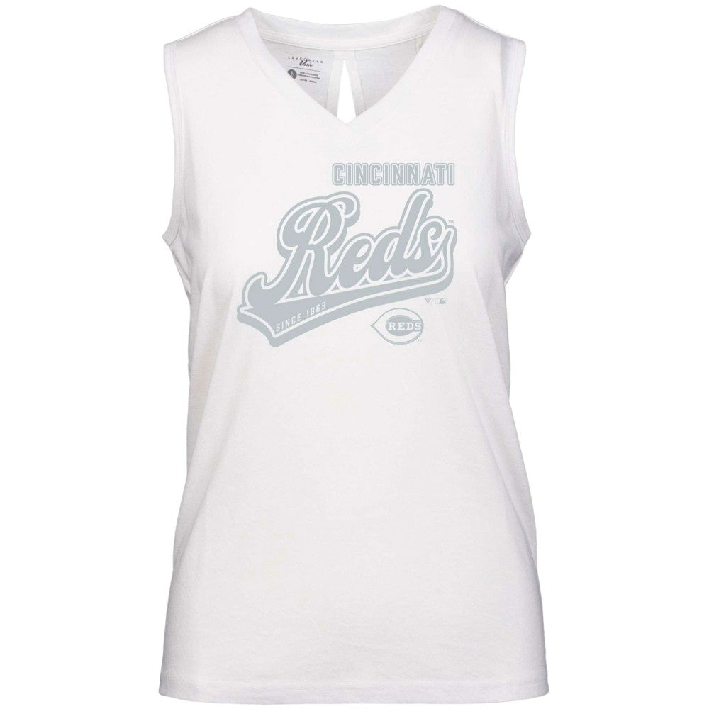 Cincinnati Reds Levelwear Women's  Paisley Sweep V-Neck Tank Top | MLB Outlet