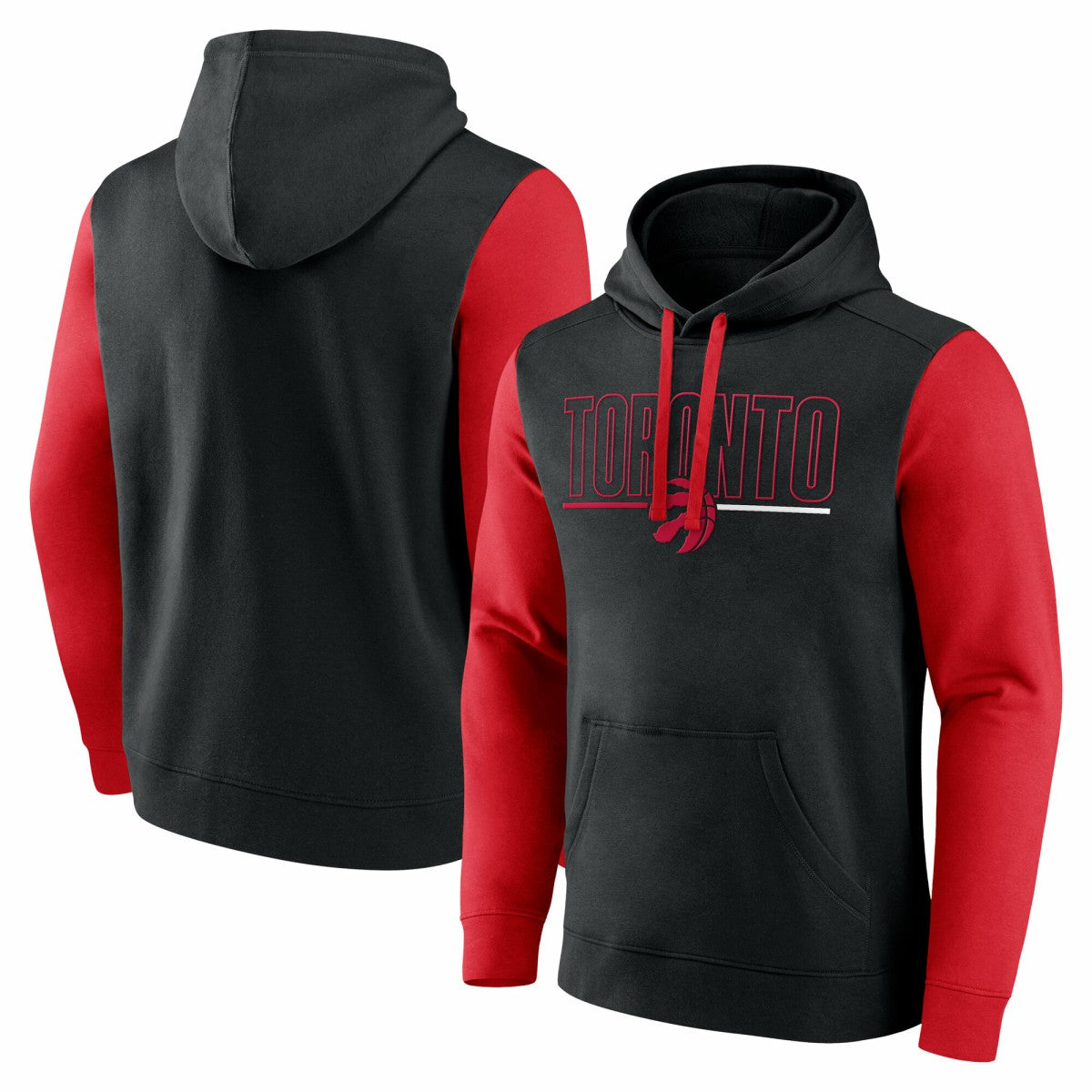Toronto Raptors Logo Athletic Outline Colorblock Pullover Hoodie On Sale