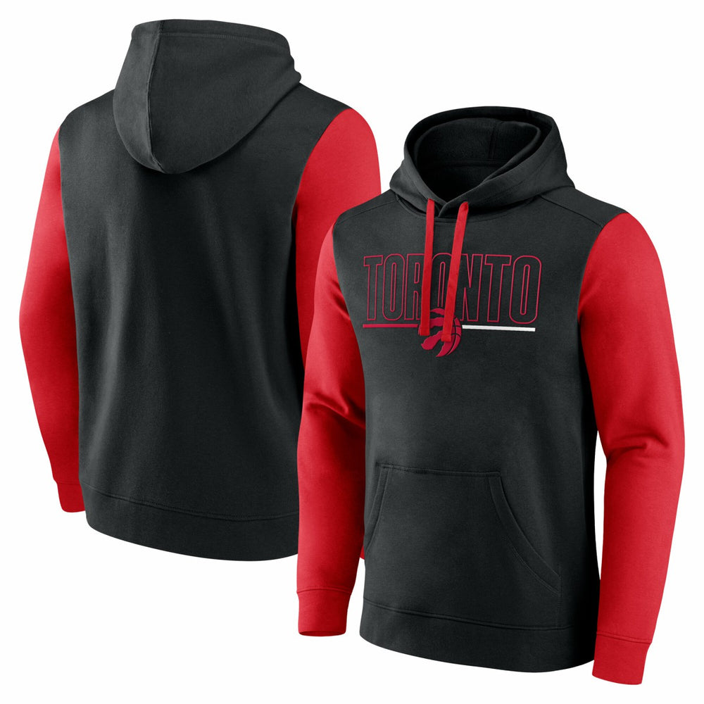 Toronto Raptors Logo Athletic Outline Colorblock Pullover Hoodie On Sale