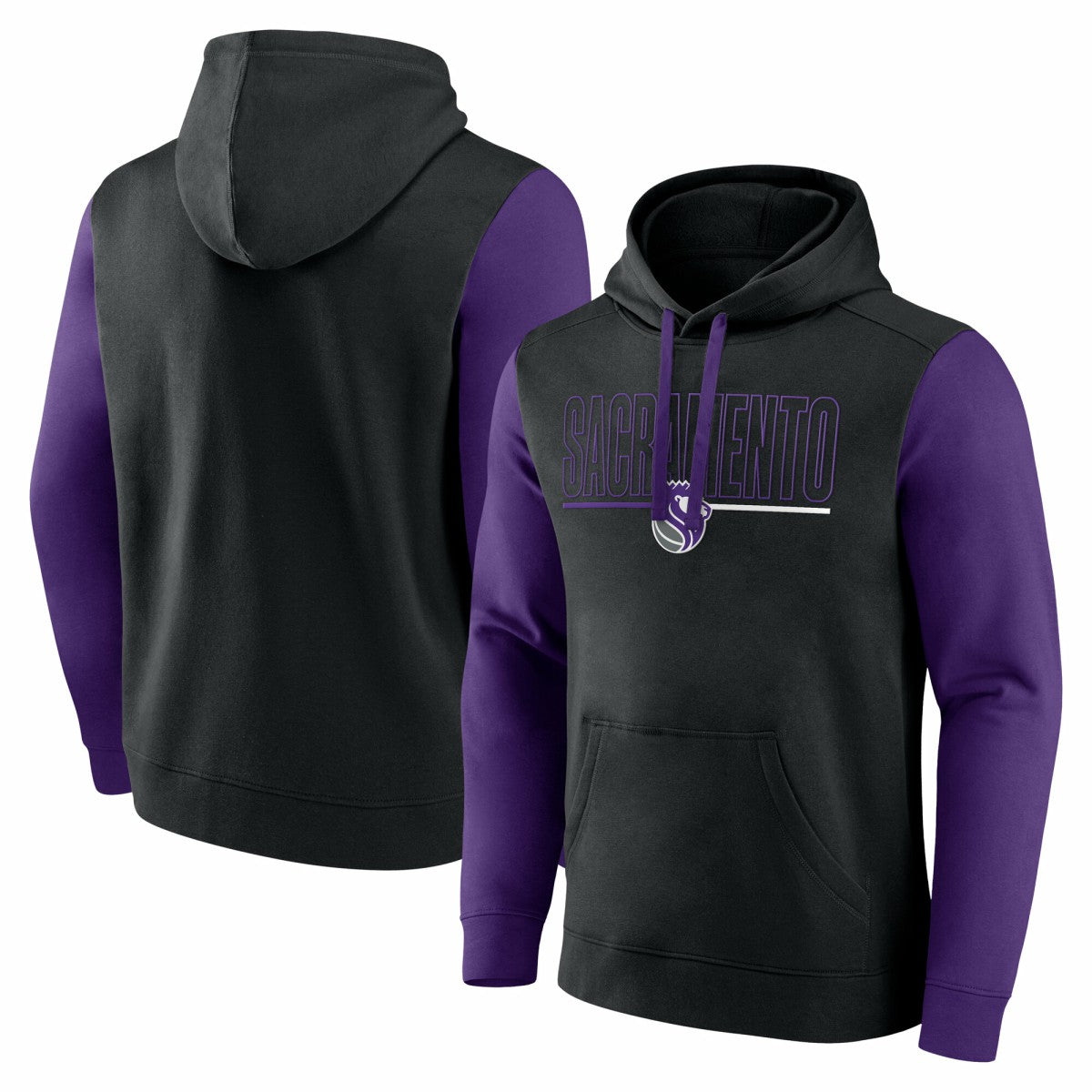 Sacramento Kings Logo Athletic Outline Colorblock Pullover Hoodie Outlet