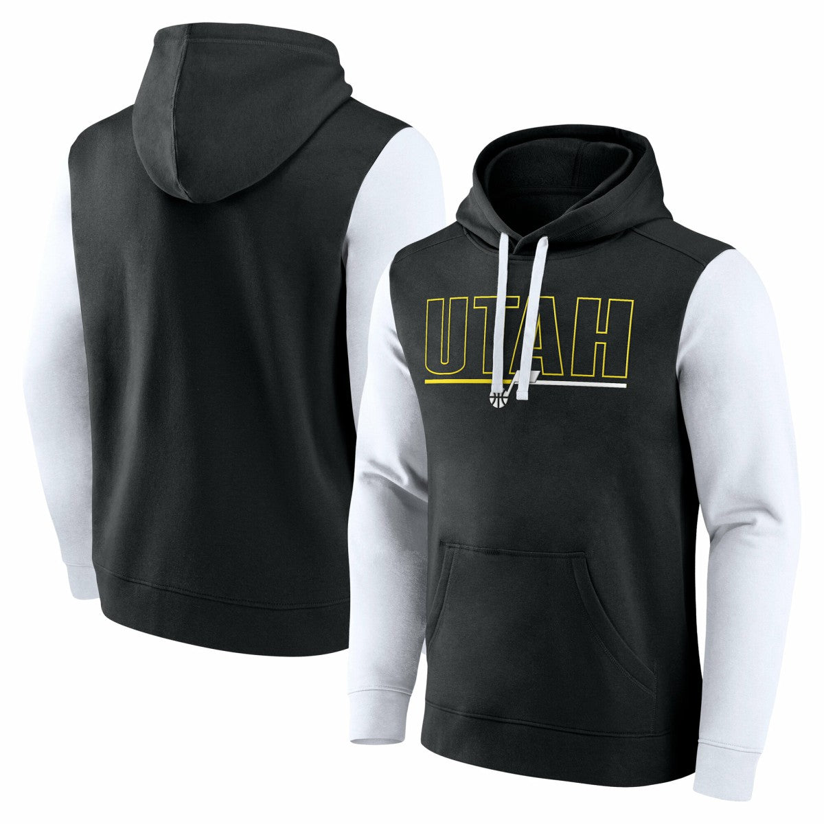 Utah Jazz Logo Athletic Outline Colorblock Pullover Hoodie New