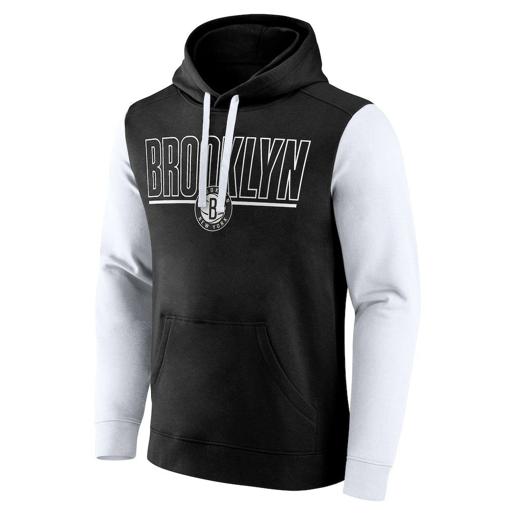 Brooklyn Nets Logo Athletic Outline Colorblock Pullover Hoodie Discount