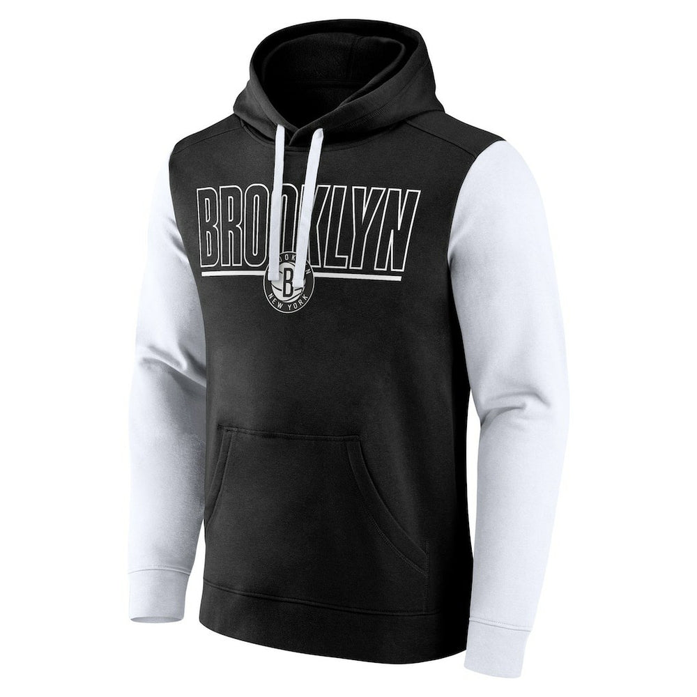 Brooklyn Nets Logo Athletic Outline Colorblock Pullover Hoodie Discount