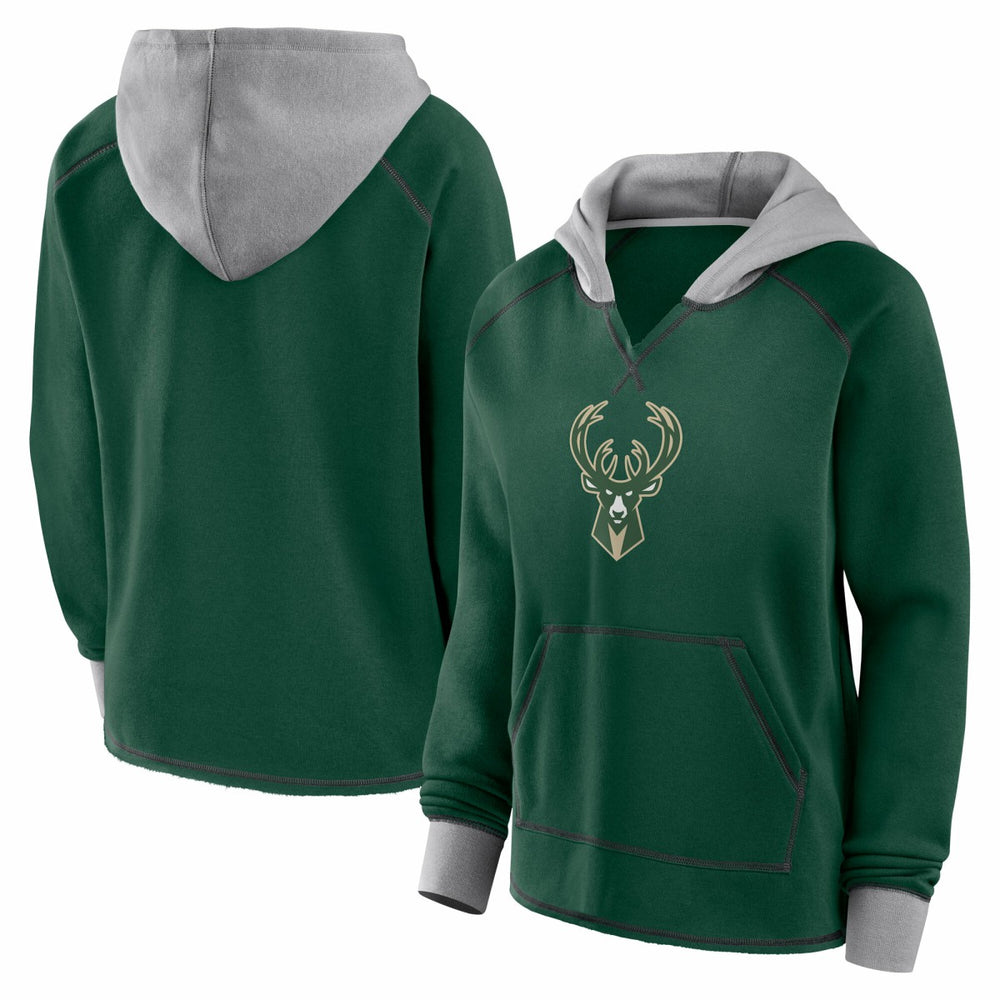 Milwaukee Bucks Logo Athletic Women's Boom Pullover Hoodie Discount