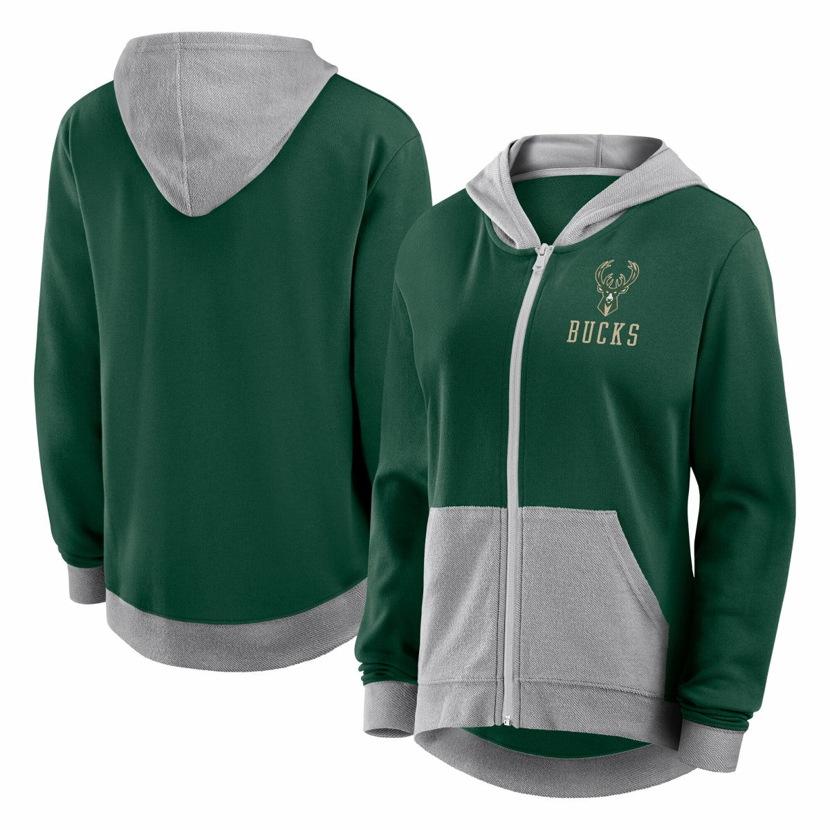 Milwaukee Bucks Logo Athletic Women's Hit It French Terry Full-Zip Hoodie Discount