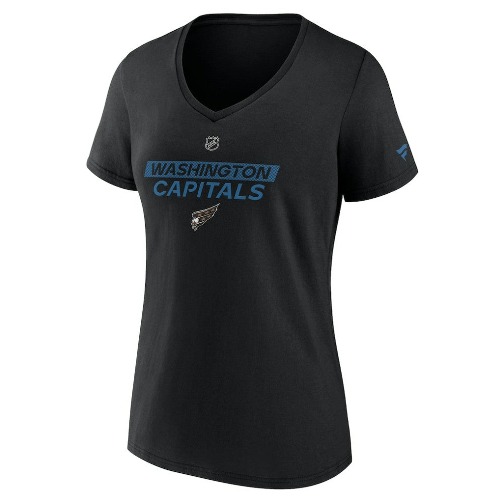 Washington Capitals Fanatics Women's Authentic Pro Alt Logo V-Neck T-Shirt Sale