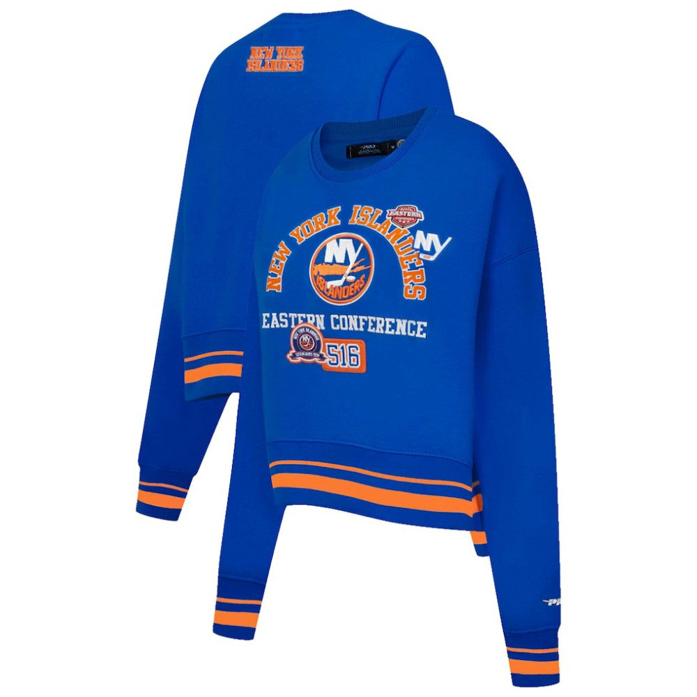 New York Islanders Pro Standard Women's Area Code Cropped Pullover Sweatshirt Online