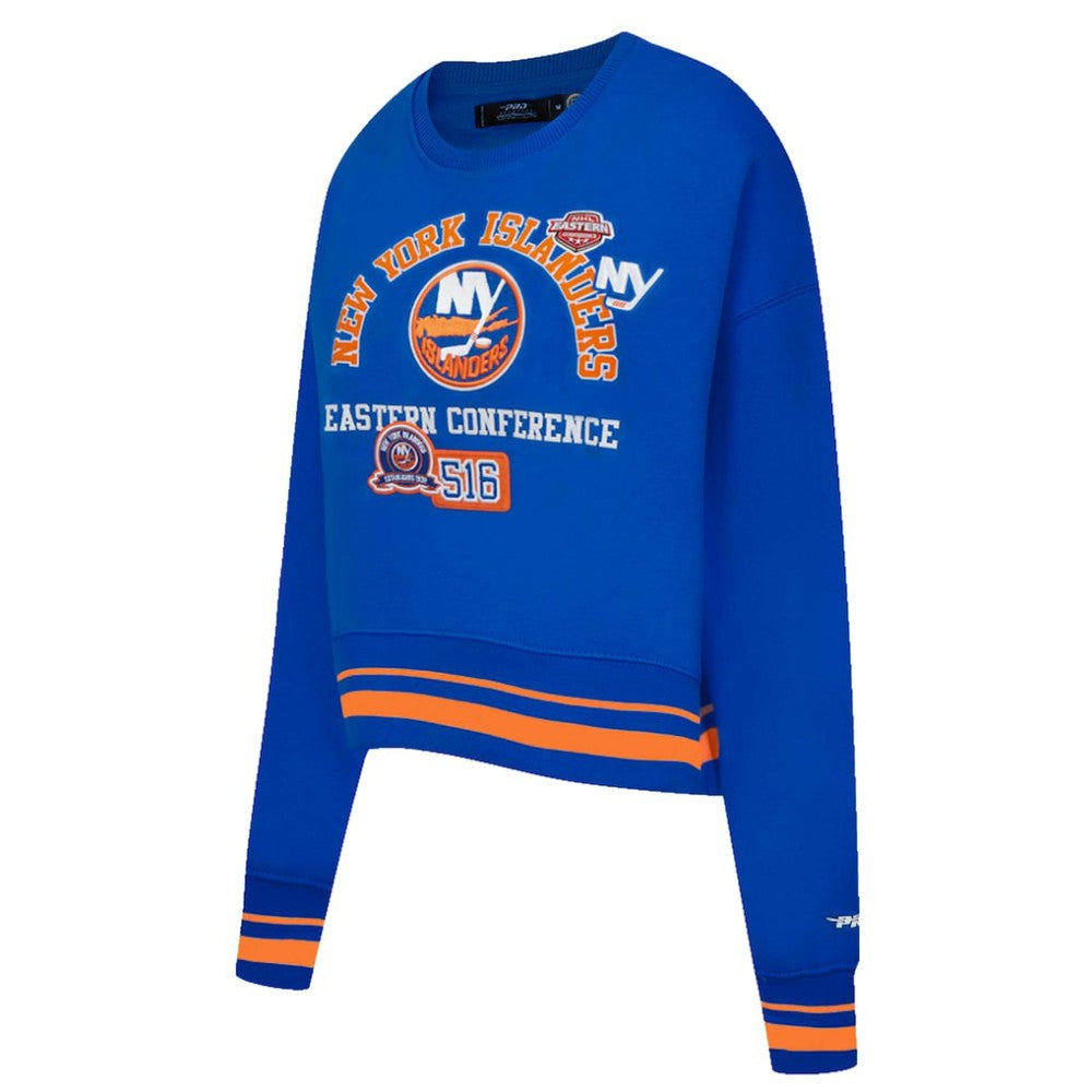 New York Islanders Pro Standard Women's Area Code Cropped Pullover Sweatshirt Online
