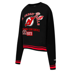New Jersey Devils Pro Standard Women's Area Code Cropped Pullover Sweatshirt Outlet