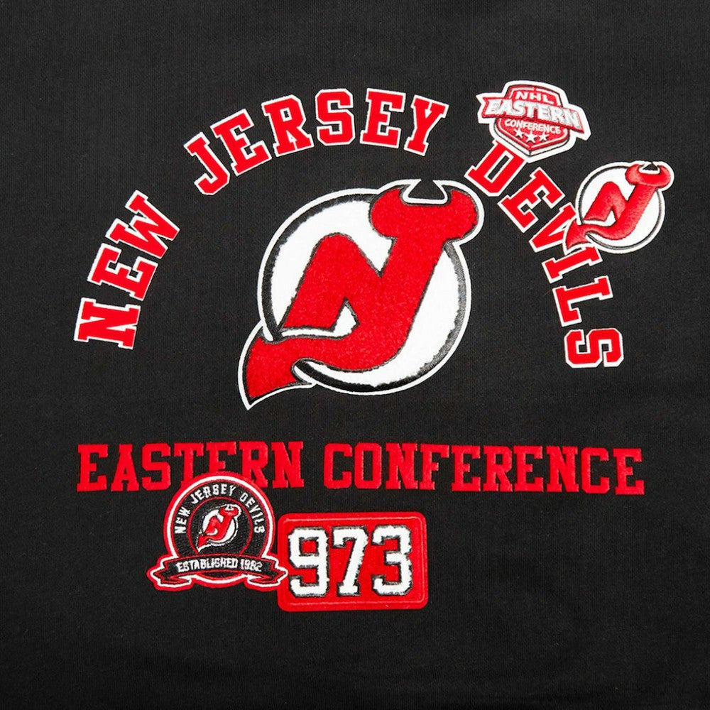 New Jersey Devils Pro Standard Women's Area Code Cropped Pullover Sweatshirt Outlet
