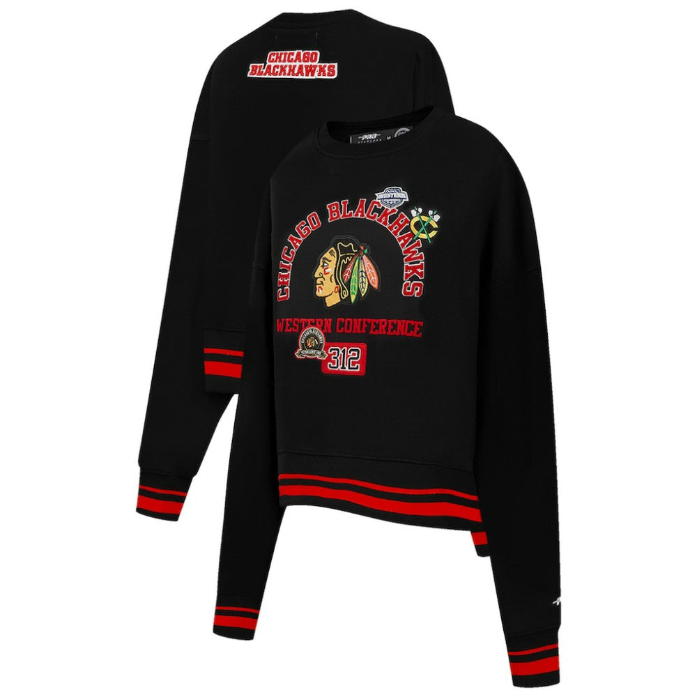 Chicago Blackhawks Pro Standard Women's Area Code Cropped Pullover Sweatshirt Sale