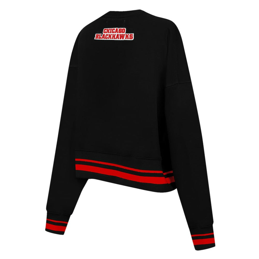 Chicago Blackhawks Pro Standard Women's Area Code Cropped Pullover Sweatshirt Sale