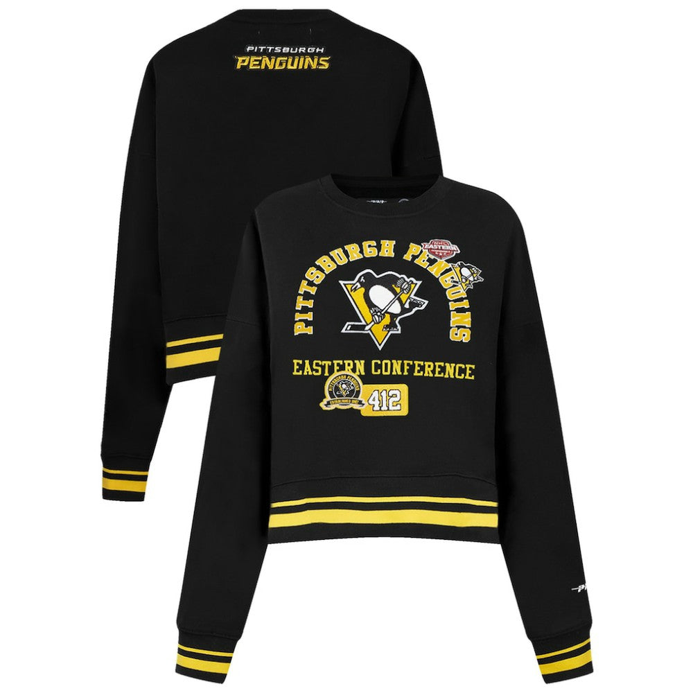Pittsburgh Penguins Pro Standard Women's Area Code Cropped Pullover Sweatshirt For Sale