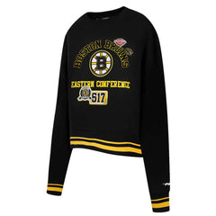 Boston Bruins Pro Standard Women's Area Code Cropped Pullover Sweatshirt Outlet