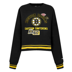 Boston Bruins Pro Standard Women's Area Code Cropped Pullover Sweatshirt Outlet