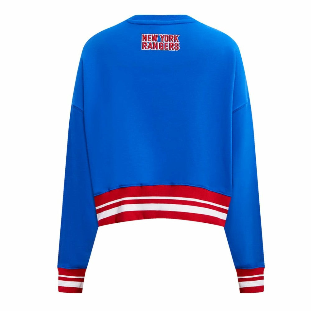 New York Rangers Pro Standard Women's Area Code Cropped Pullover Sweatshirt Outlet