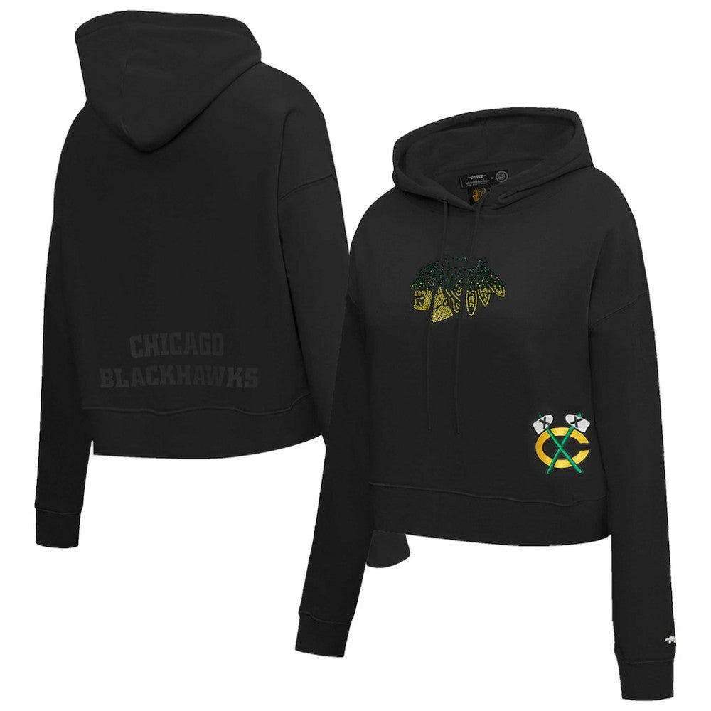 Chicago Blackhawks Pro Standard Women's Jewels Cropped Pullover Hoodie Discount