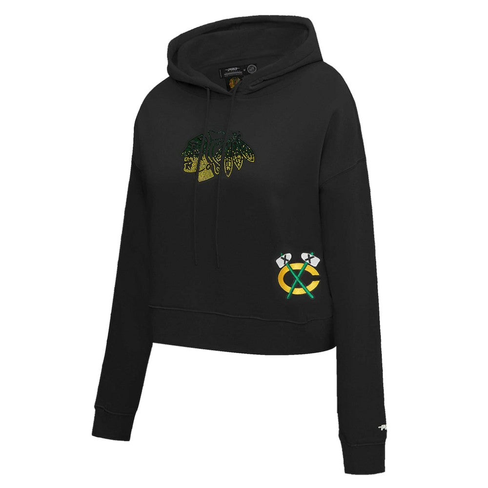 Chicago Blackhawks Pro Standard Women's Jewels Cropped Pullover Hoodie Discount