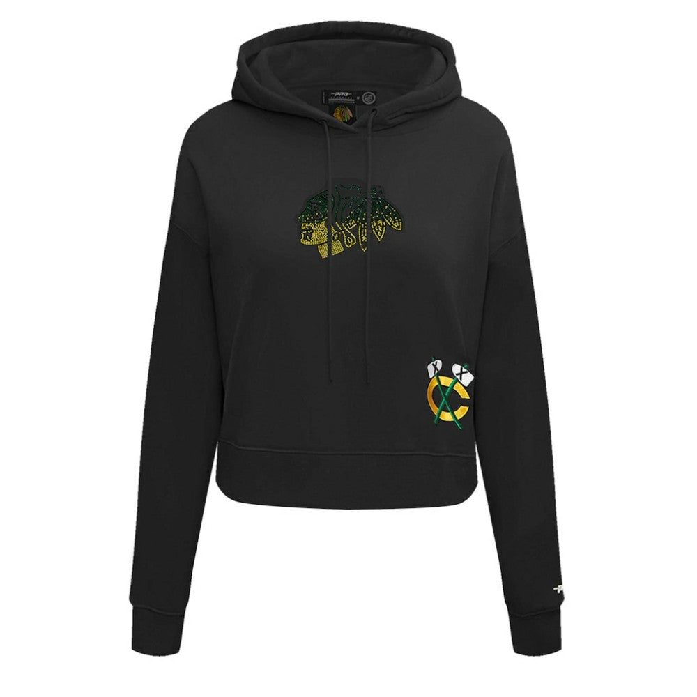 Chicago Blackhawks Pro Standard Women's Jewels Cropped Pullover Hoodie Discount