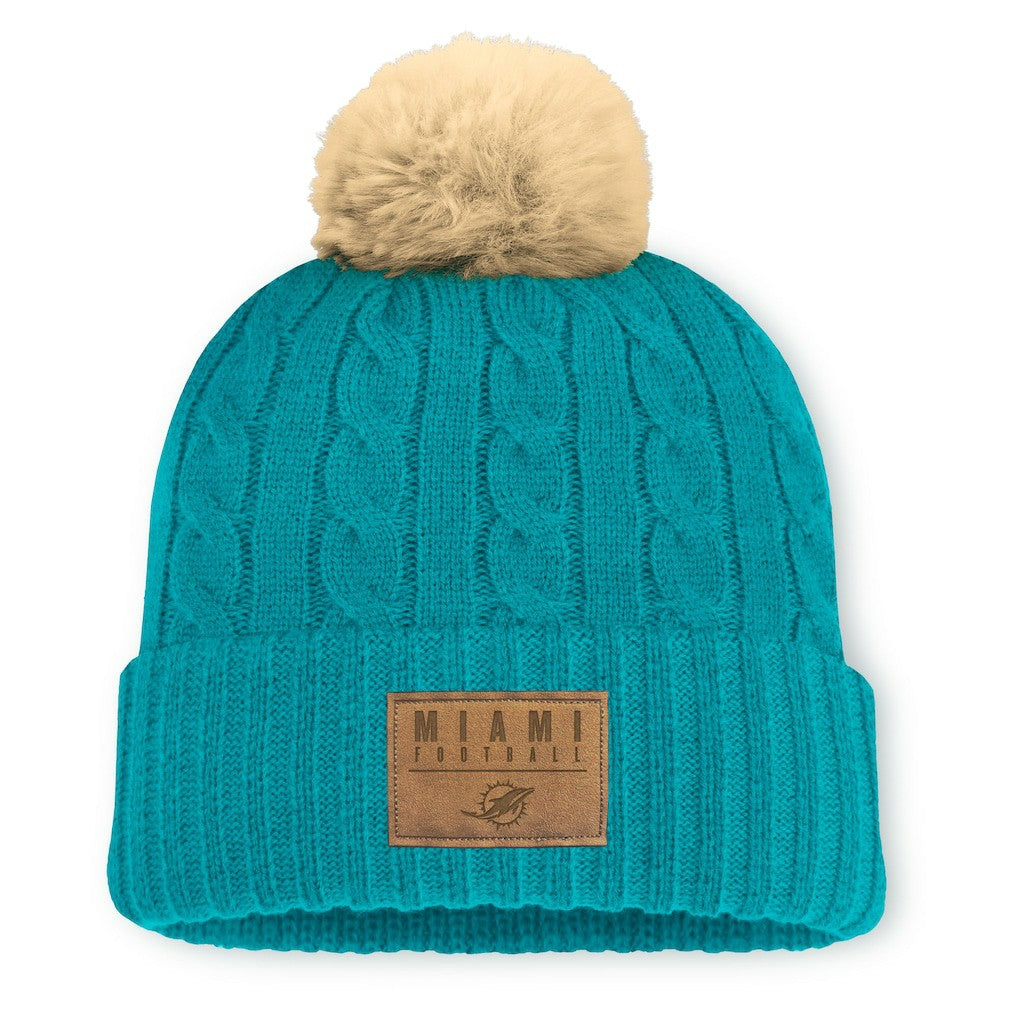 Miami Dolphins Fanatics Women's Cable Knit Cuffed Hat with Pom