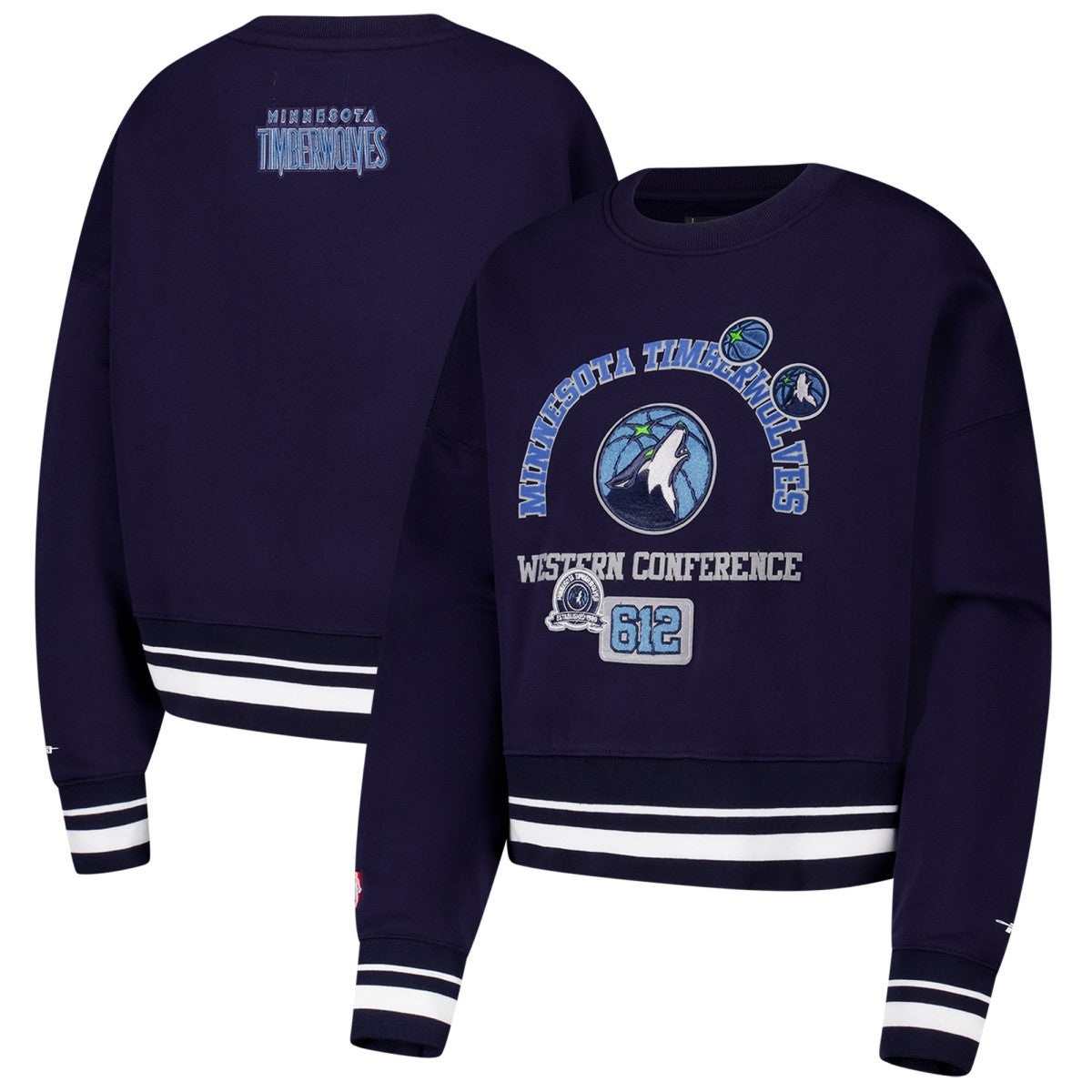 Minnesota Timberwolves Pro Standard Women's Area Code Cropped Pullover Sweatshirt Outlet