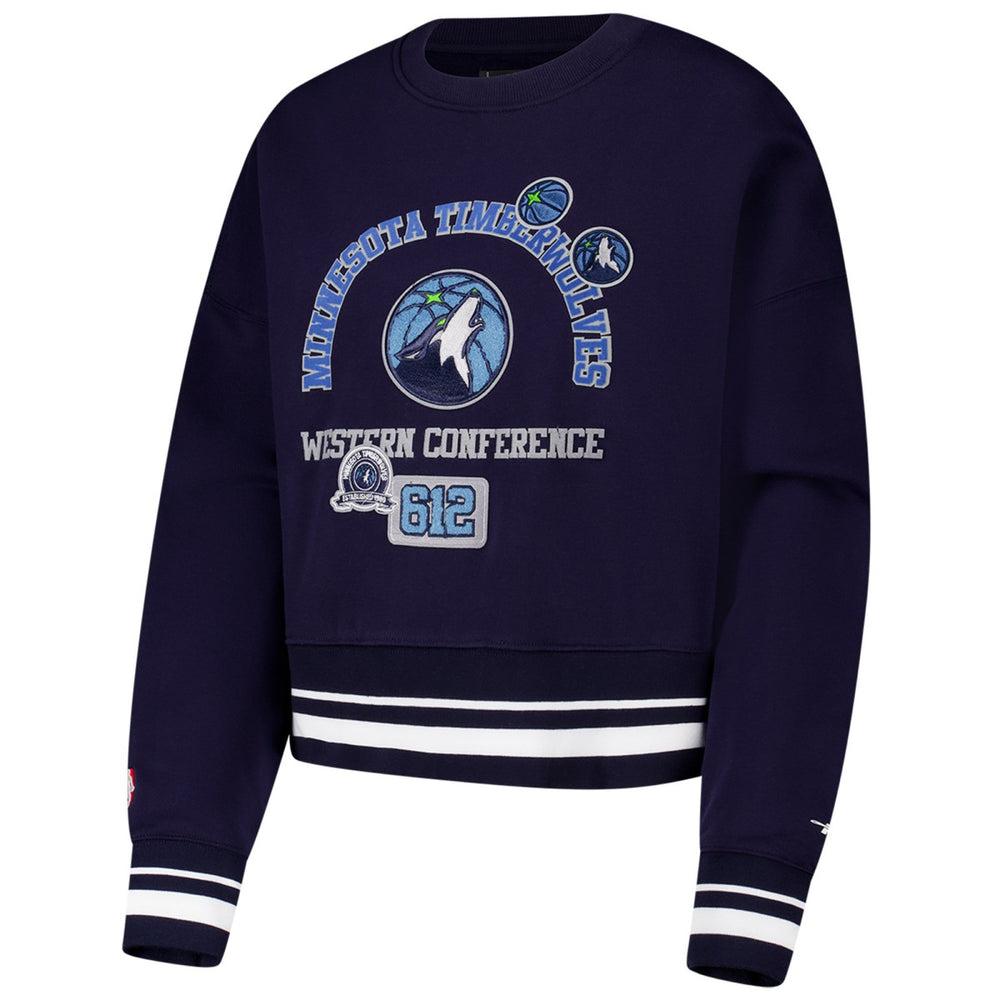 Minnesota Timberwolves Pro Standard Women's Area Code Cropped Pullover Sweatshirt Outlet