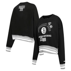 Brooklyn Nets Pro Standard Women's Area Code Cropped Pullover Sweatshirt For Sale