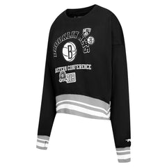 Brooklyn Nets Pro Standard Women's Area Code Cropped Pullover Sweatshirt For Sale