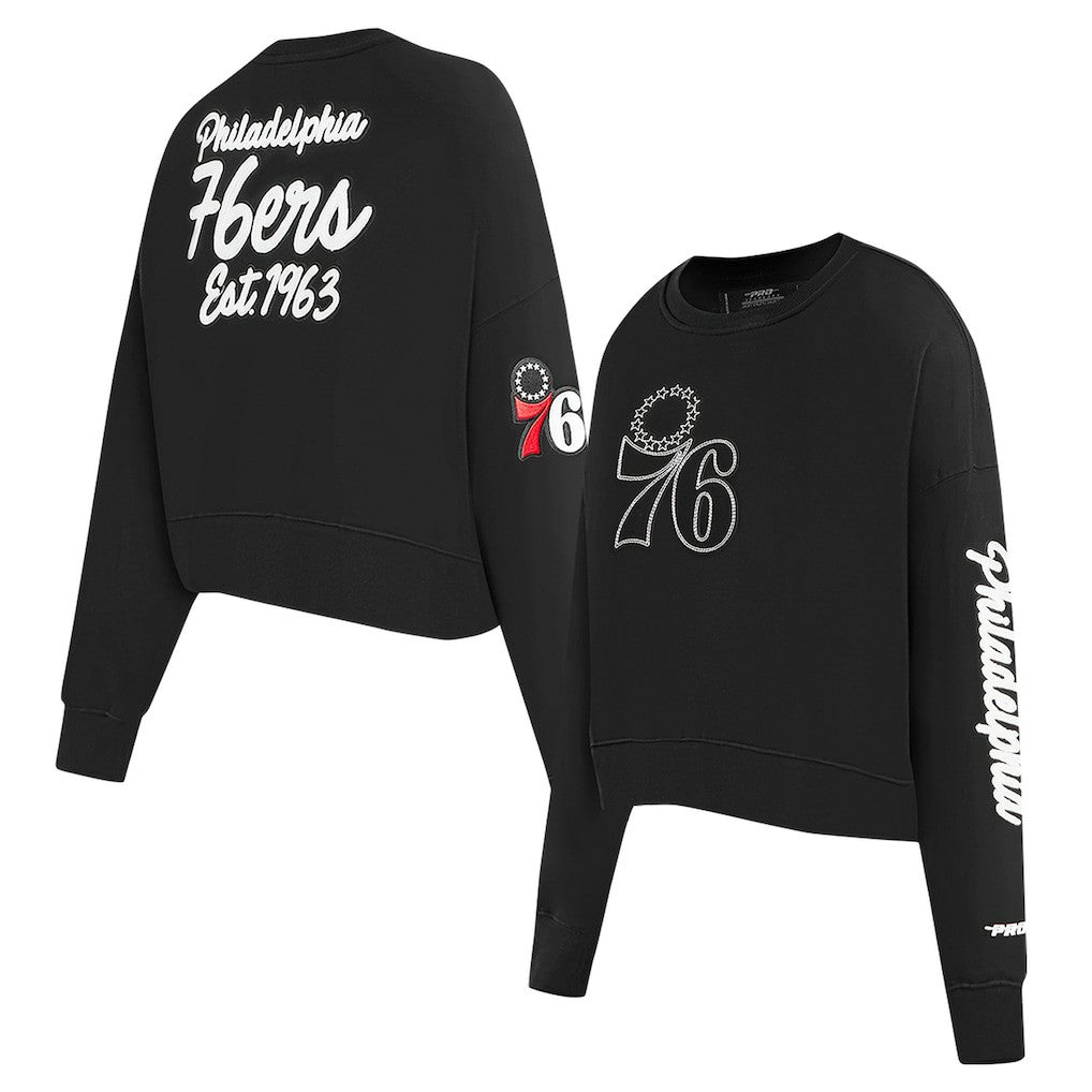 Philadelphia 76ers Pro Standard Women's Paint The City Cropped Pullover Sweatshirt Online