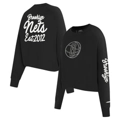 Brooklyn Nets Pro Standard Women's Paint The City Cropped Pullover Sweatshirt New