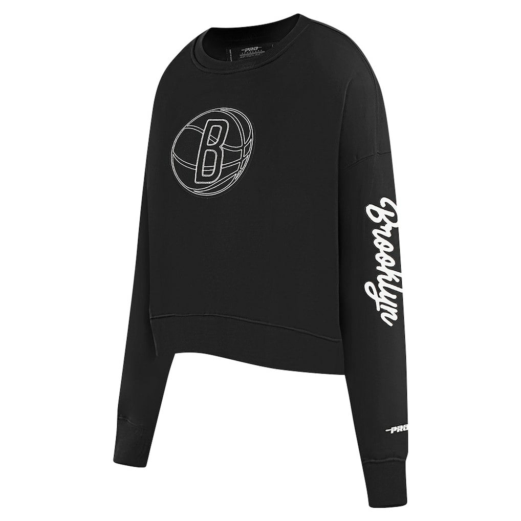 Brooklyn Nets Pro Standard Women's Paint The City Cropped Pullover Sweatshirt New