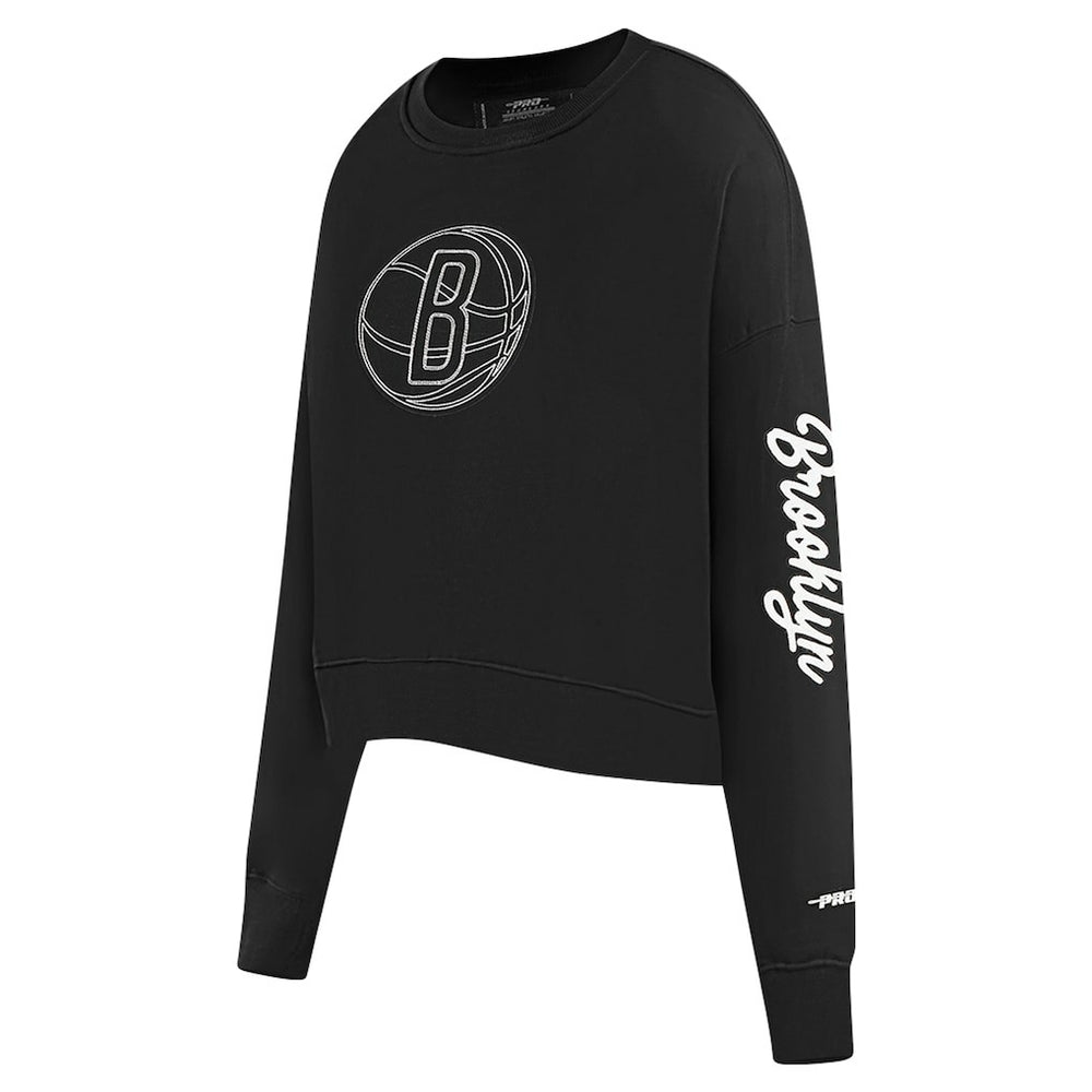 Brooklyn Nets Pro Standard Women's Paint The City Cropped Pullover Sweatshirt New