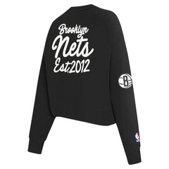 Brooklyn Nets Pro Standard Women's Paint The City Cropped Pullover Sweatshirt New