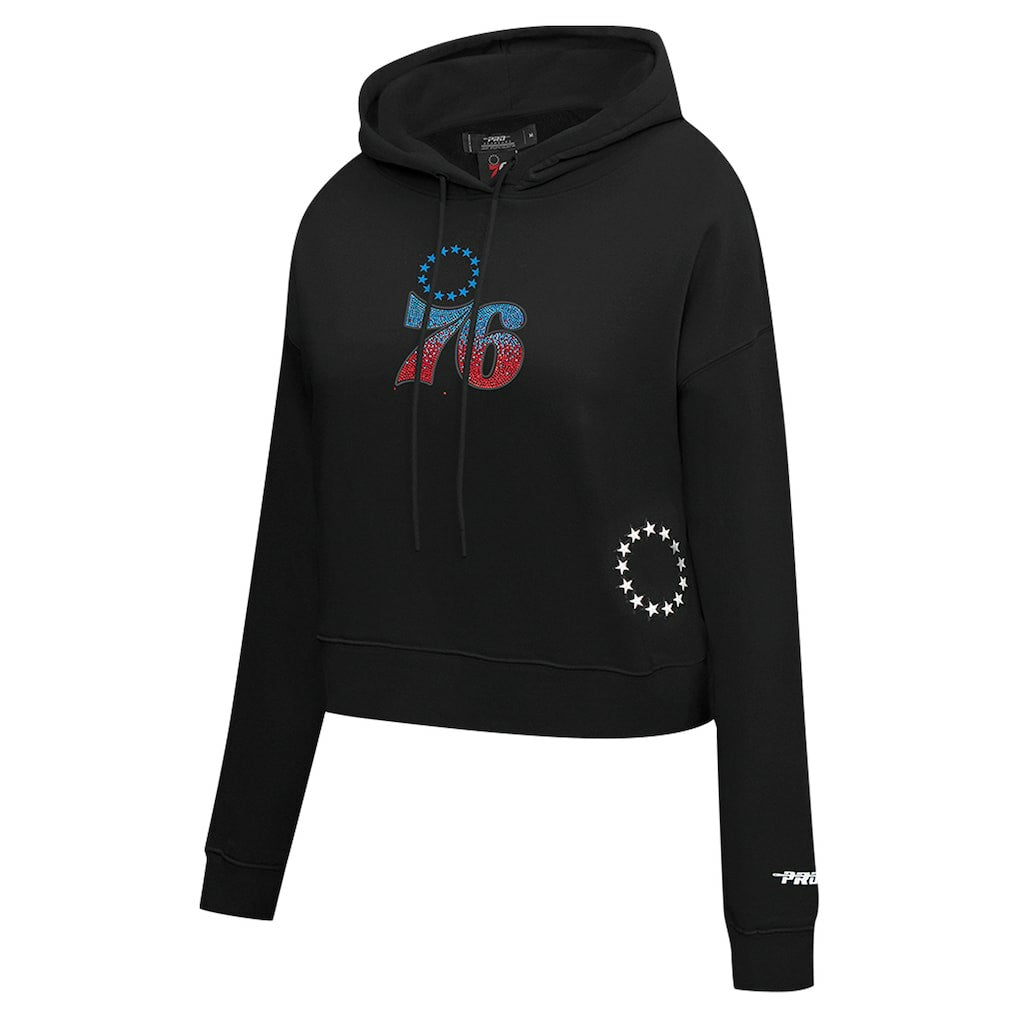Philadelphia 76ers Pro Standard Women's Jewels Cropped Pullover Hoodie On Sale