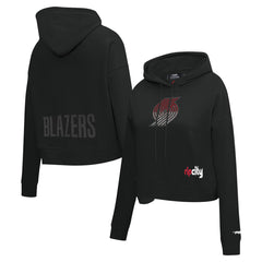 Portland Trail Blazers Pro Standard Women's Jewels Cropped Pullover Hoodie New