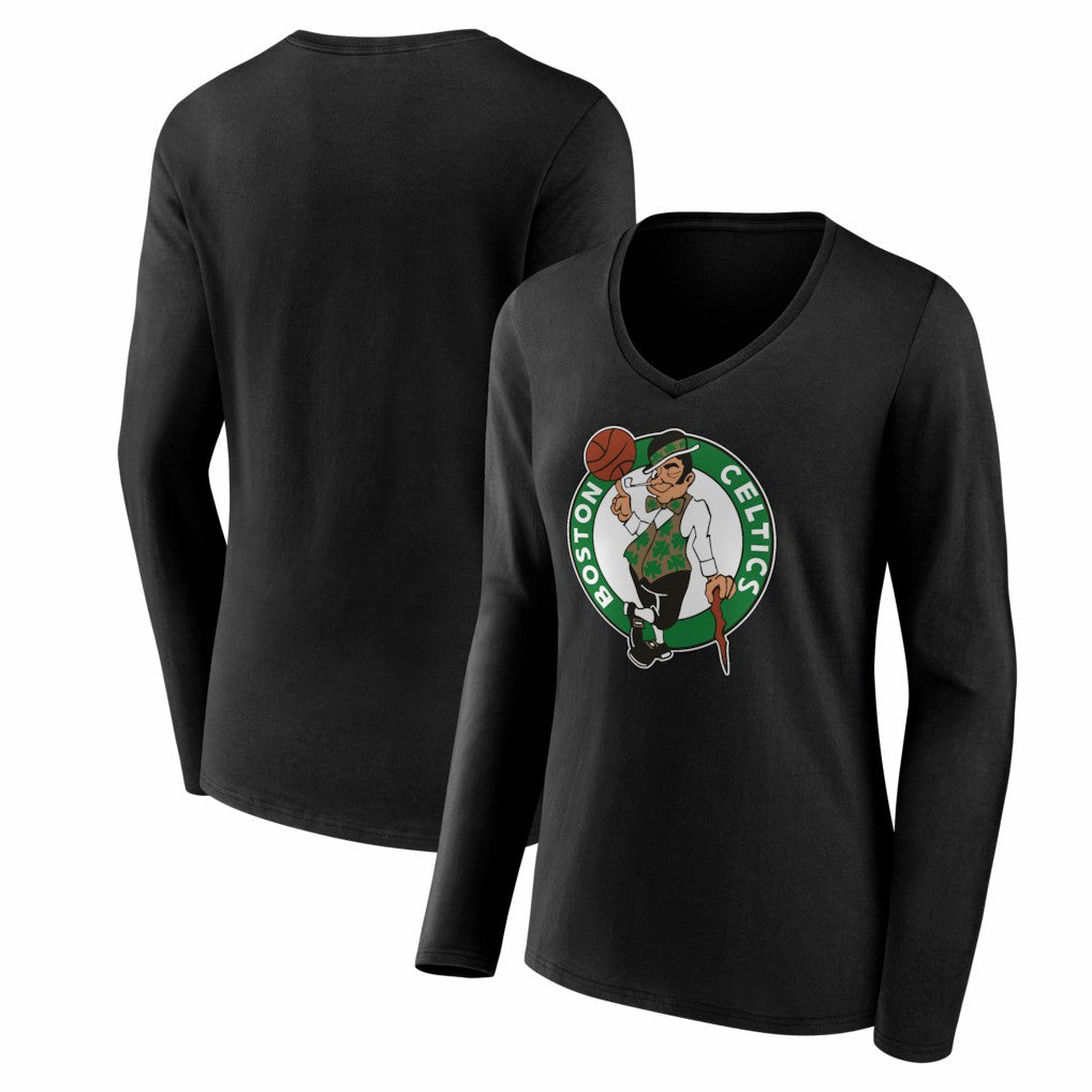 Boston Celtics Women's Primary Logo Long Sleeve V-Neck T-Shirt Discount