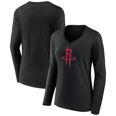 Houston Rockets Women's Primary Logo Long Sleeve V-Neck T-Shirt Outlet